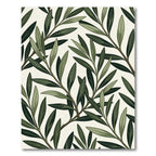 Elegant Sage Olive Leaf Botanical Rug