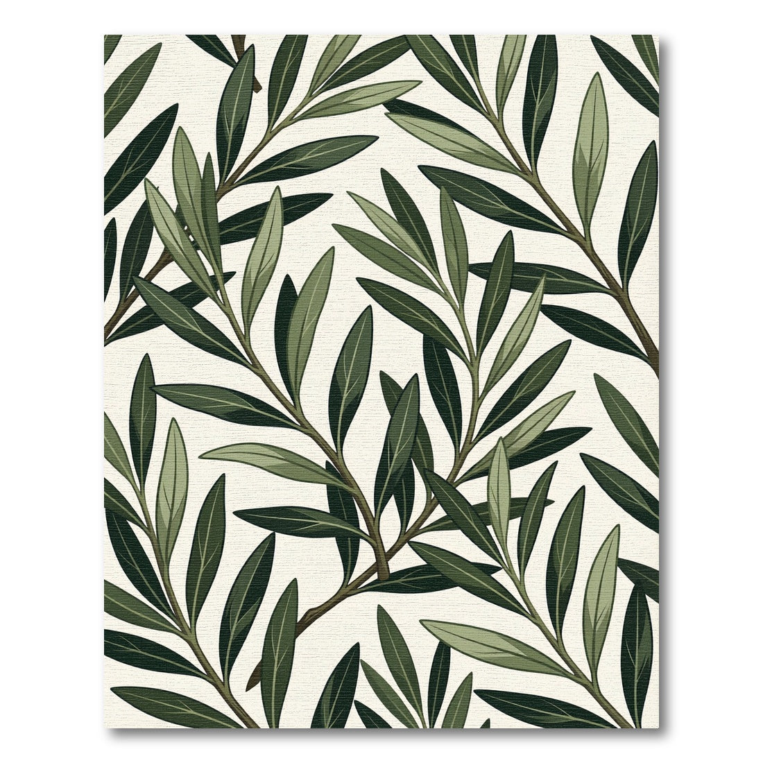 Elegant Sage Olive Leaf Botanical Rug