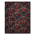 Art Deco Red Black Fan Overlay Rug
