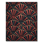 Art Deco Red Black Fan Overlay Rug