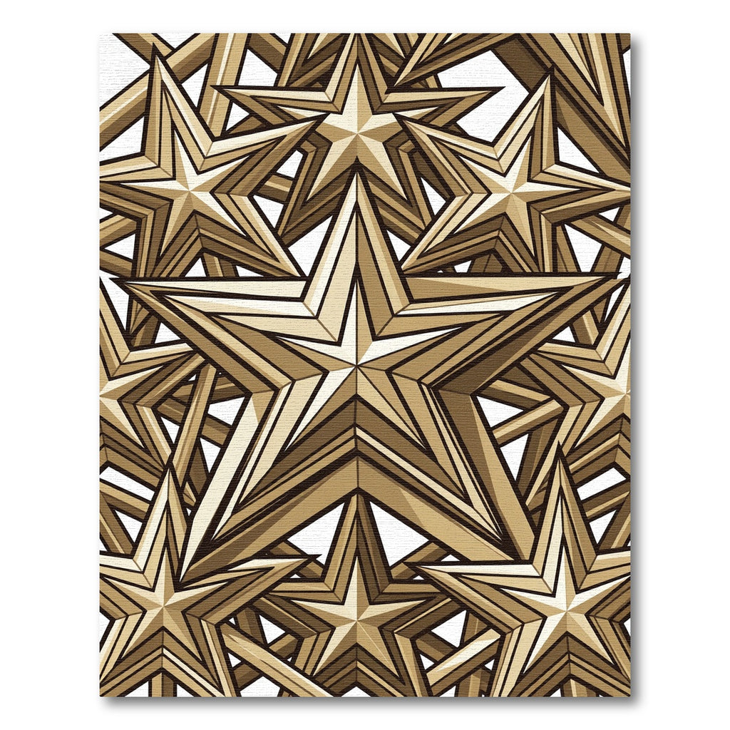 Metallic Gold Layered Geometric Star Rug