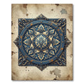 Antique Blue Golden Floral Medallion Rug