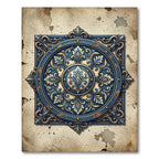 Antique Blue Golden Floral Medallion Rug
