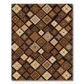 Brown Gold Detailed Square Medallion Rug