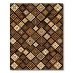 Brown Gold Detailed Square Medallion Rug