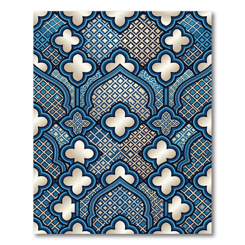 Sapphire Blue Trefoil Arabesque Rug