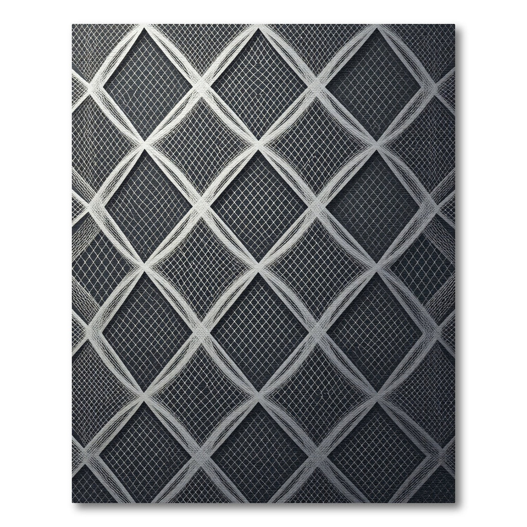 Sophisticated Silver Geometric Diamond Web Rug