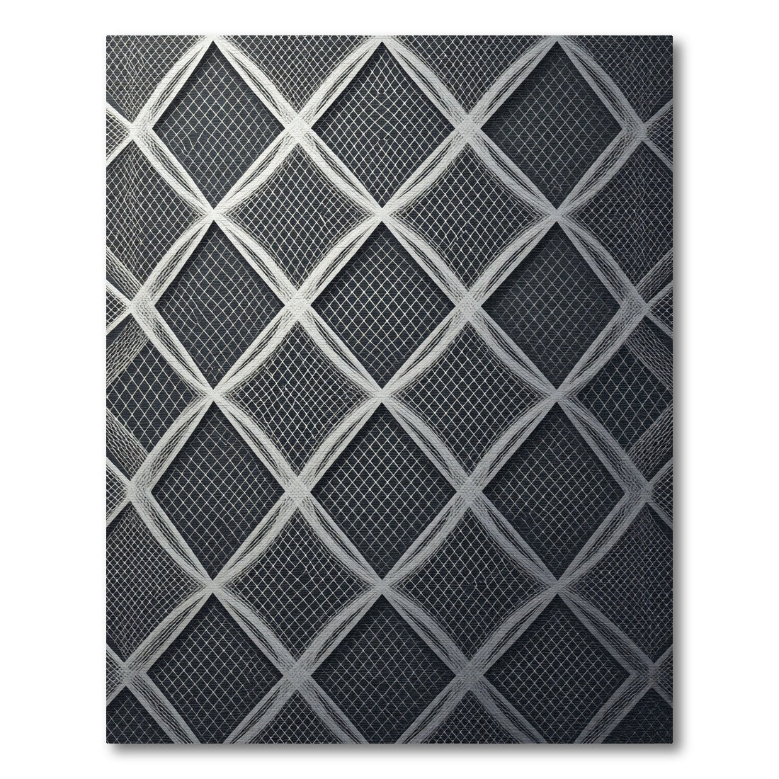 Sophisticated Silver Geometric Diamond Web Rug