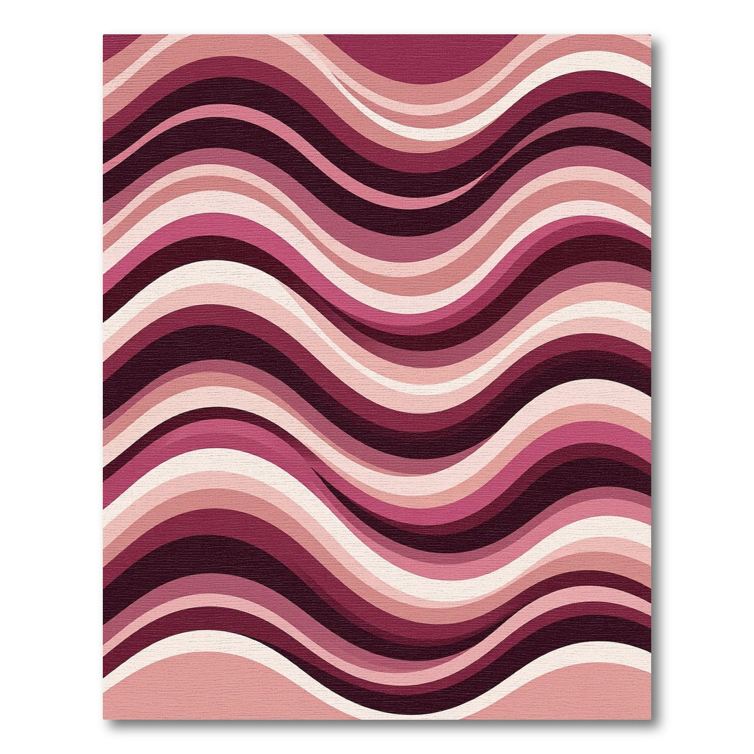 Modern Maroon Pink Wavy Stripe Rug