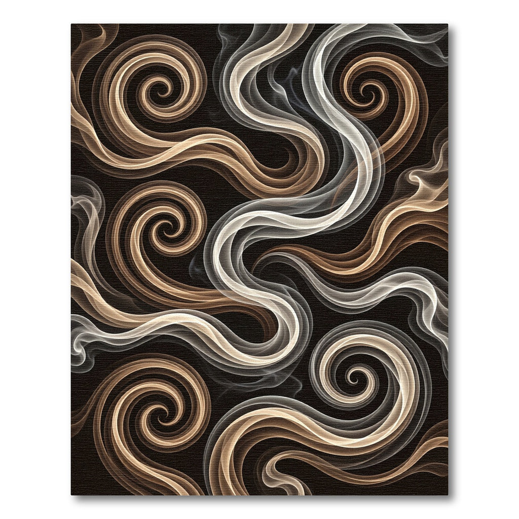Brown White Swirling Smoke Tendrils Rug