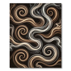 Brown White Swirling Smoke Tendrils Rug
