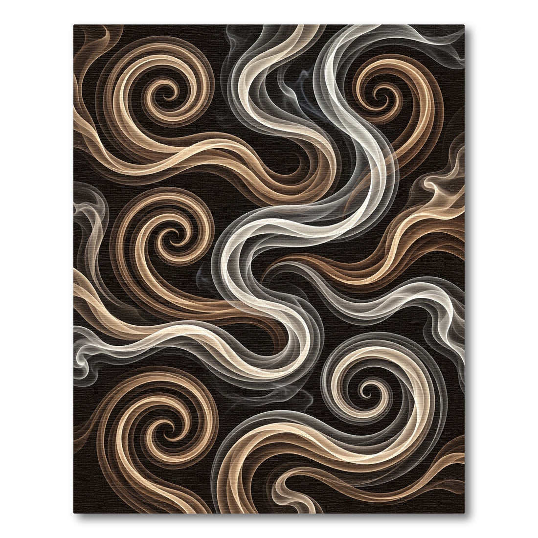 Brown White Swirling Smoke Tendrils Rug