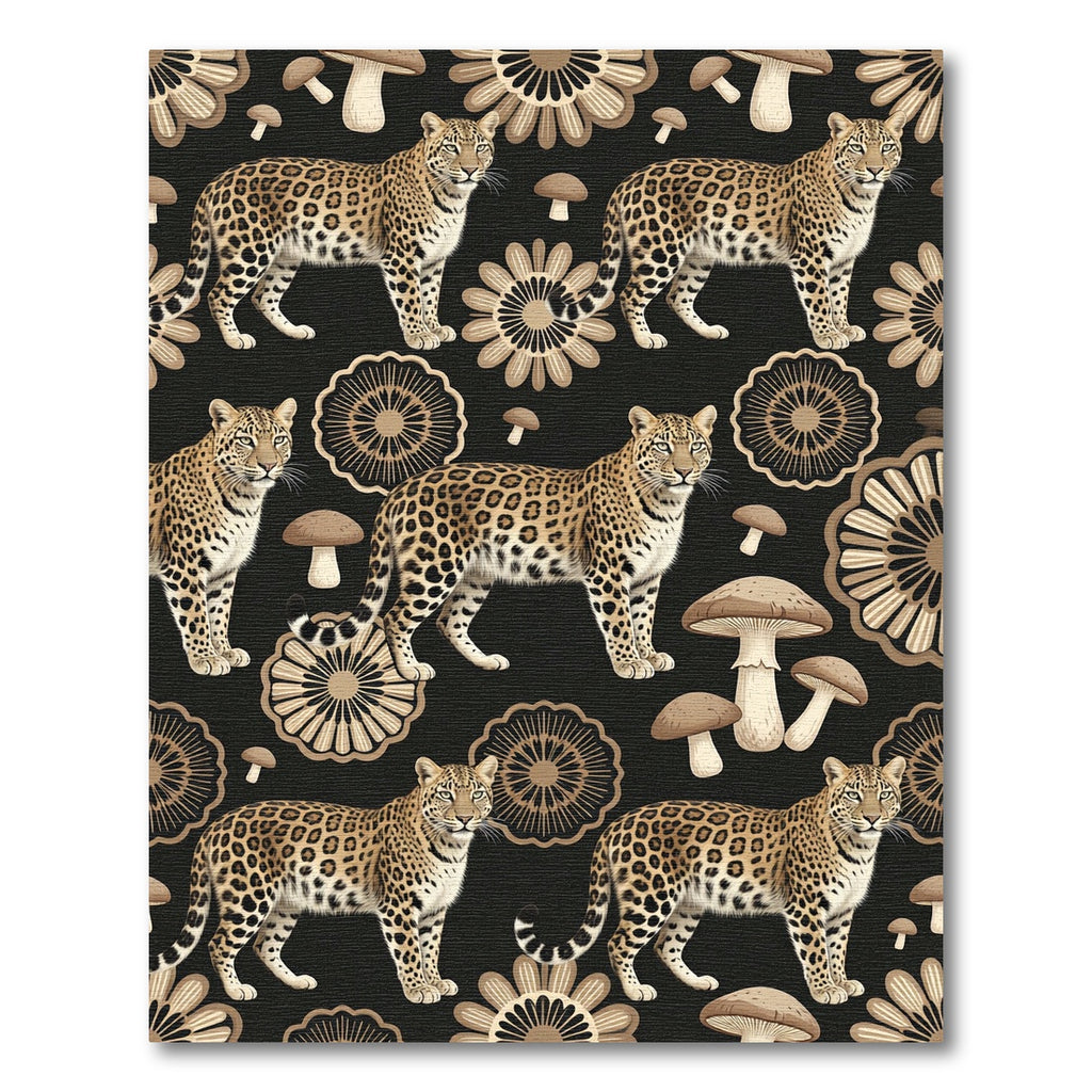 Leopard Mushroom Floral Medallion Tan Rug