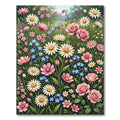 Botanical Pink Daisy Meadow Field Rug