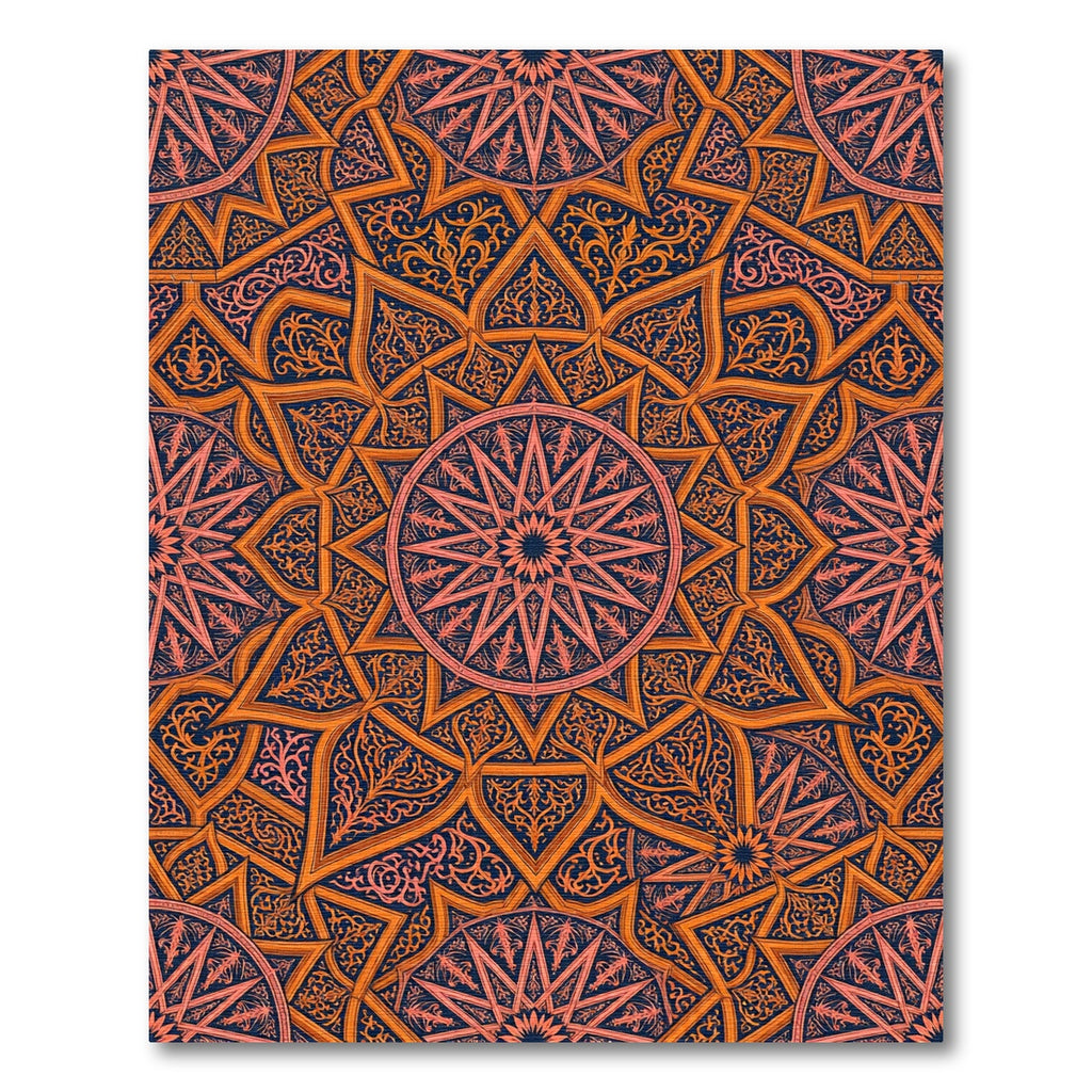 Ornate Sienna Orange Starburst Medallion Rug