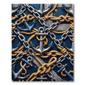Nautical Navy Anchor Chain Rope Rug