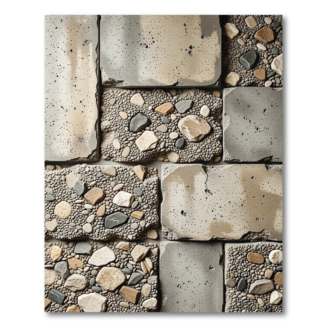 Natural Stone Pebble Concrete Aggregate Rug