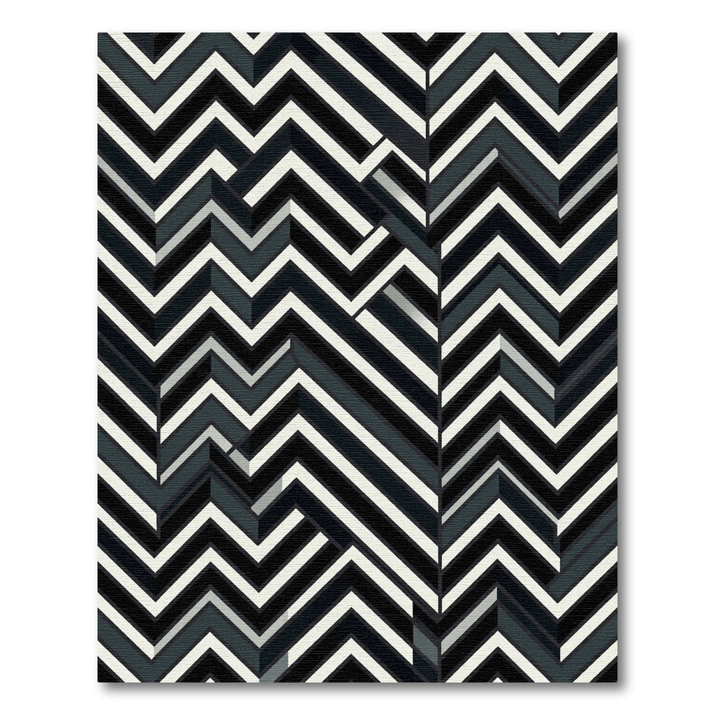 Monochromatic Chevron Geometric Collage Rug