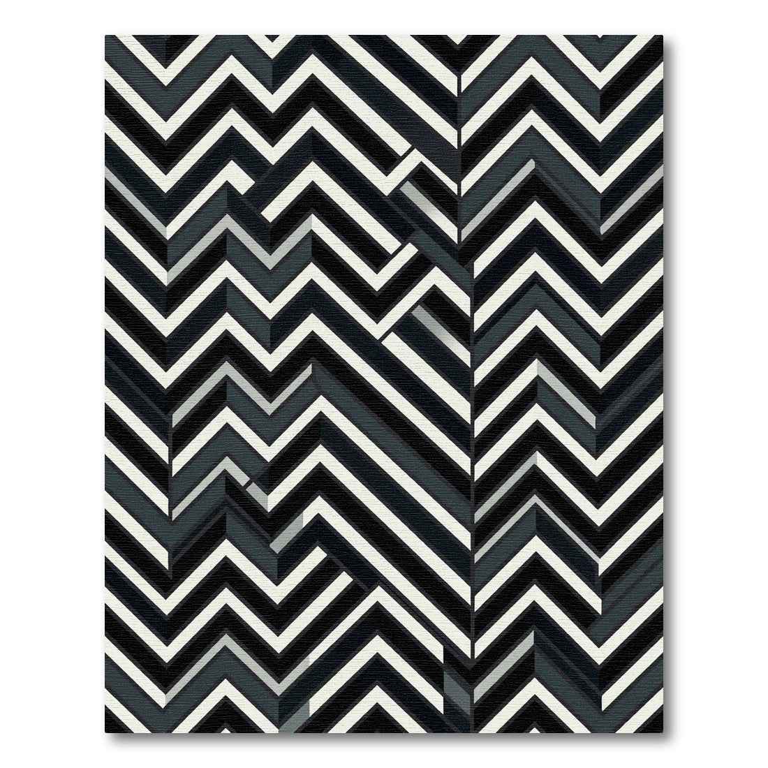 Monochromatic Chevron Geometric Collage Rug
