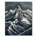 Monochrome Abstract Mountain Peak Landscape Rug