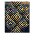 Navy Gold Tribal Diamond Geometric Rug