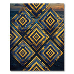 Navy Gold Tribal Diamond Geometric Rug
