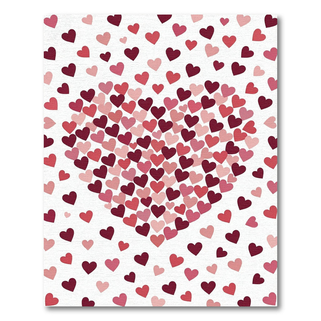 Romantic Blush and Crimson Heart Collage Rug