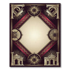 Neoclassical Gold Ruby Diamond Frame Rug