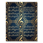 Golden Treble Clef Navy Musical Scroll Rug