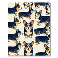 Cute Tricolor Corgi Dog Illustration Rug
