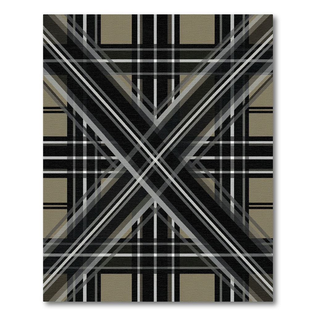 Sophisticated Gray and Black Plaid Geometric Rug