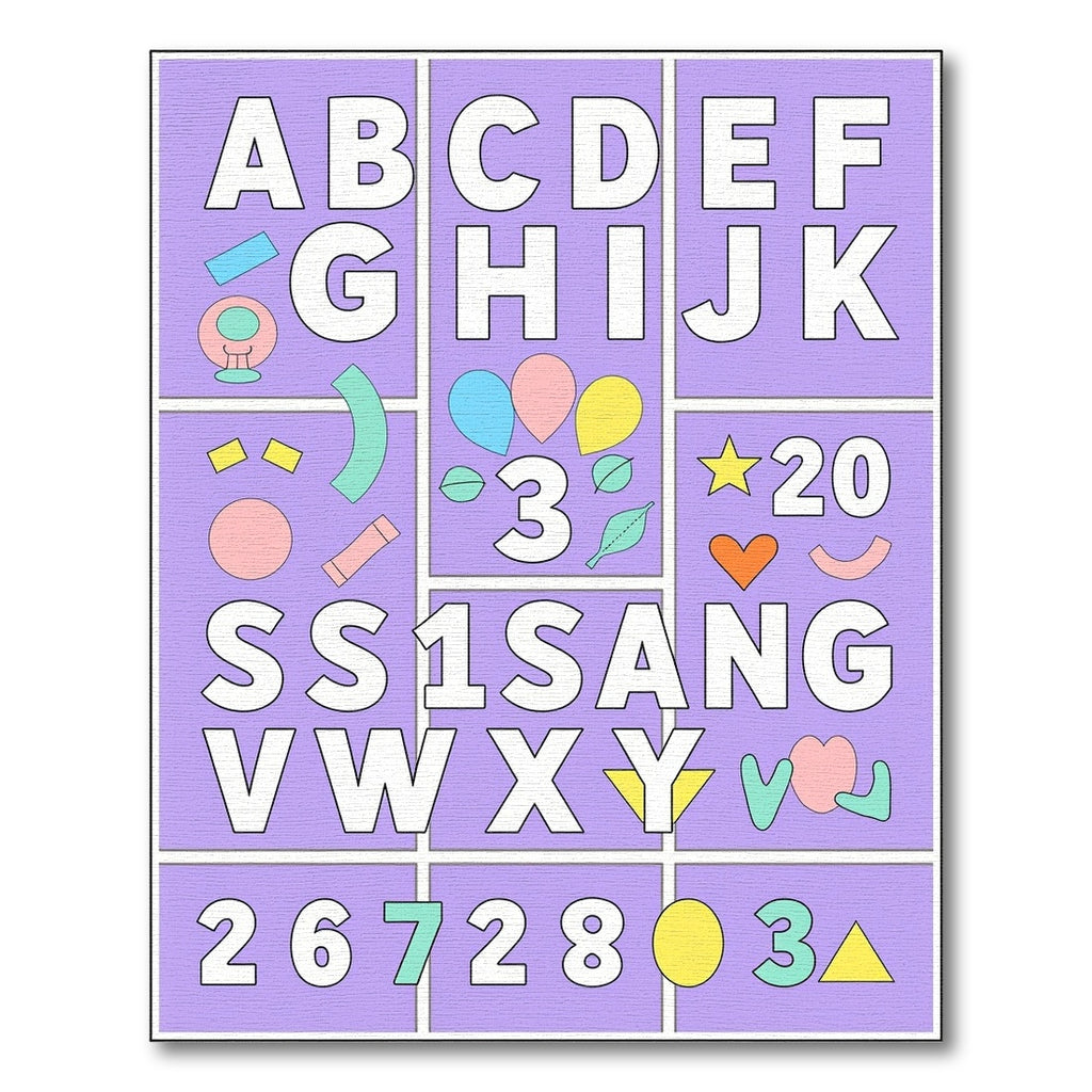 Playful Alphabet and Numbers Collage Rug