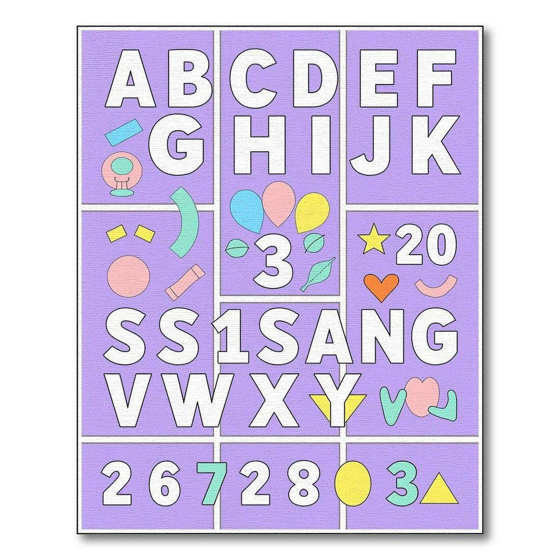 Playful Alphabet and Numbers Collage Rug
