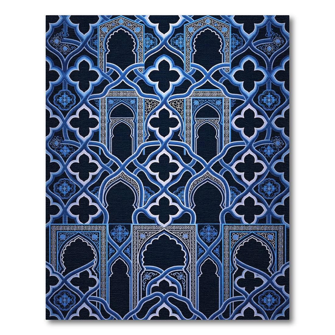 Navy Geometric Arabesque Interlocking Arch Rug
