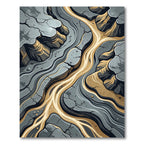 Golden Flowing River Stone Abstract Rug