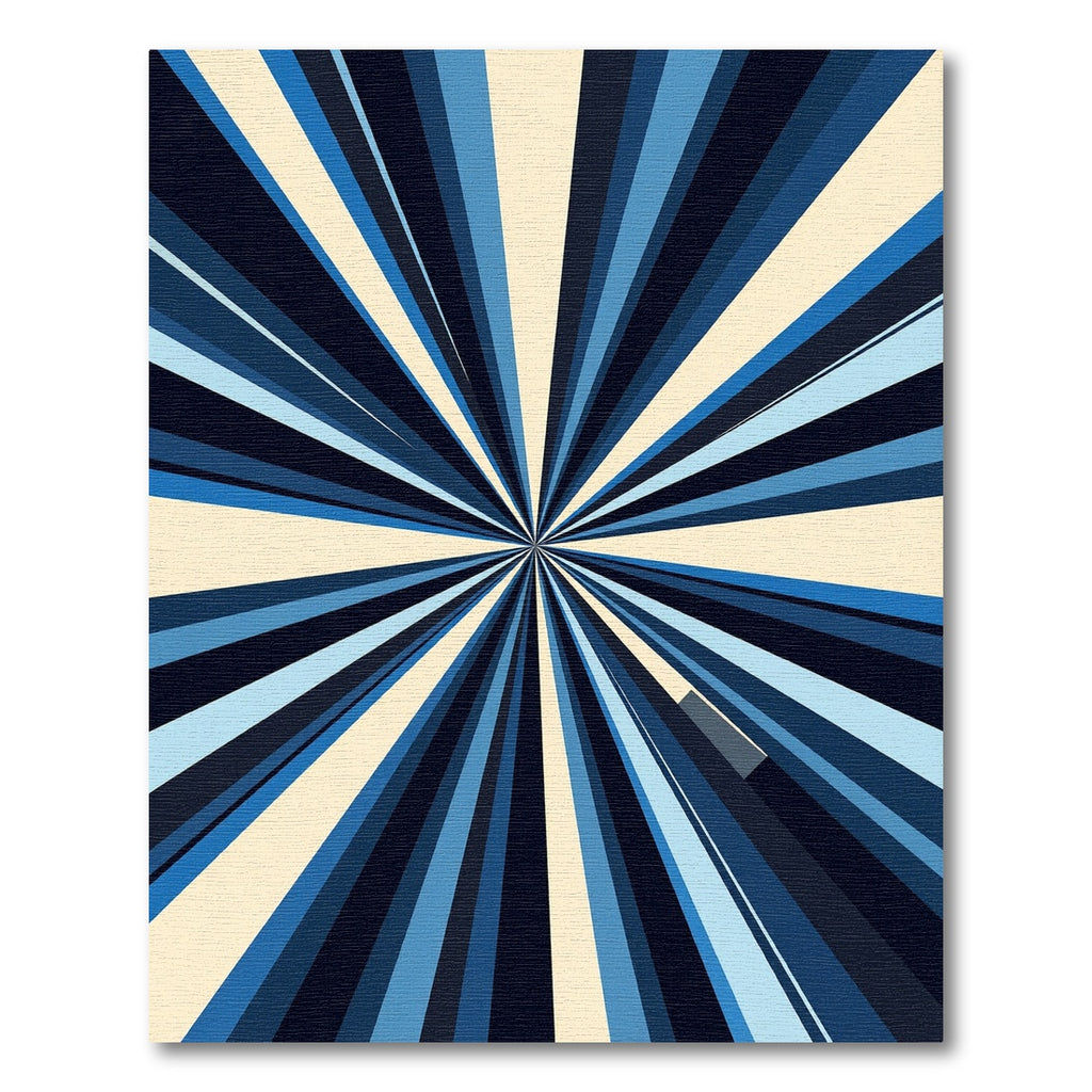 Modern Navy Blue Geometric Sunburst Rug