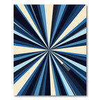 Modern Navy Blue Geometric Sunburst Rug