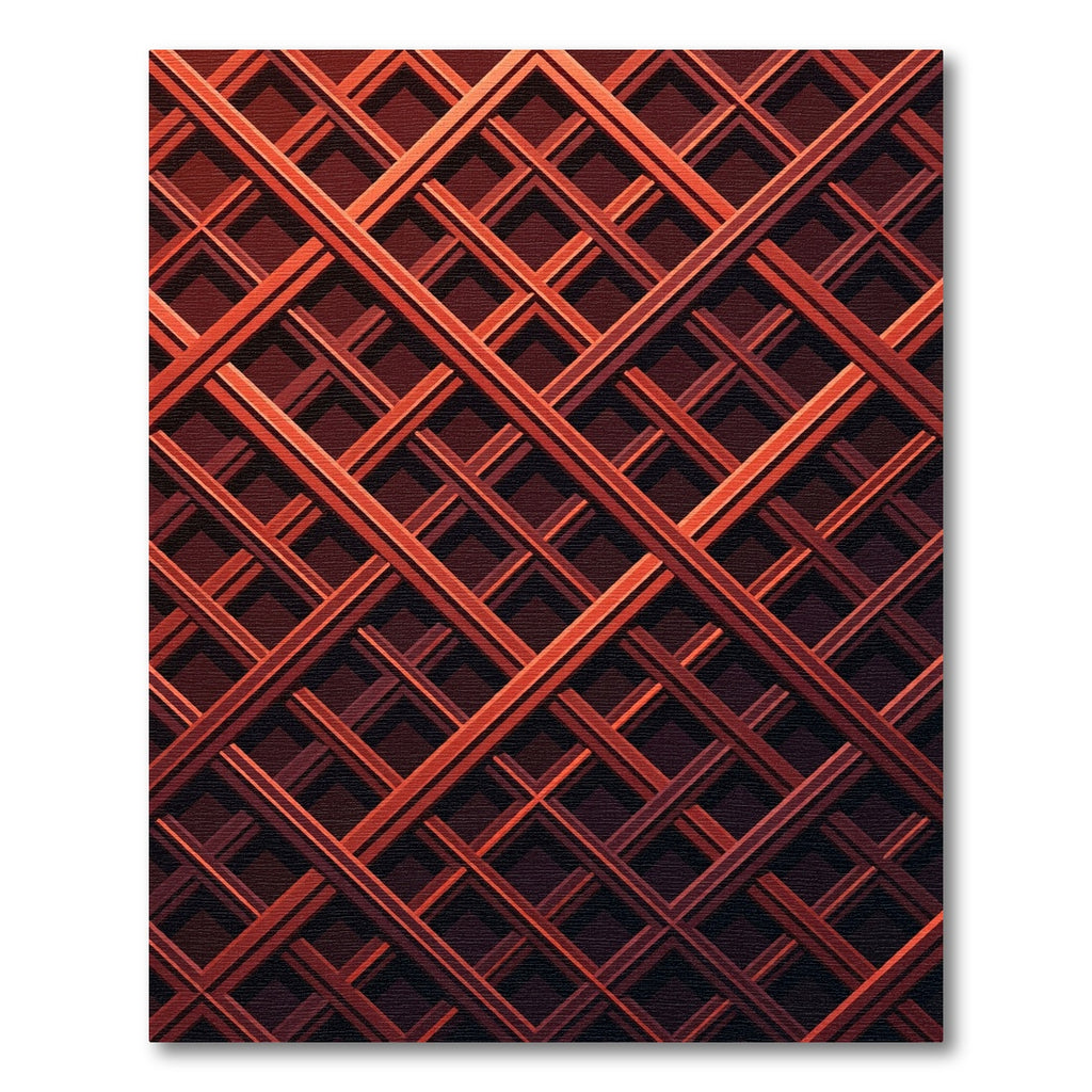 Copper Geometric Lattice Grid Rug