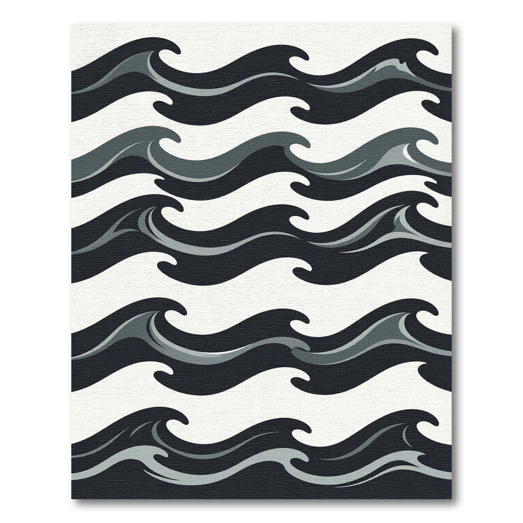 Bold Gray Abstract Wave Formation Rug