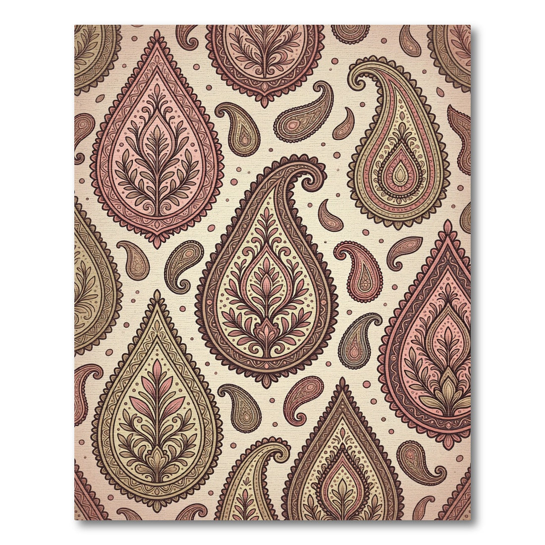 Vintage Pink Paisley Floral Medallion Rug