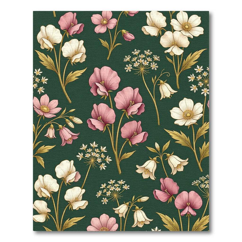 Pink Cream Floral Botanical Garden Rug