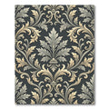 Elegant Charcoal and Cream Damask Accents Rug