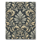 Elegant Charcoal and Cream Damask Accents Rug