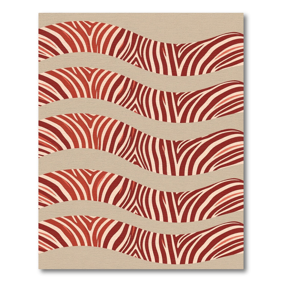 Crimson Zebra Stripe Waves Rug