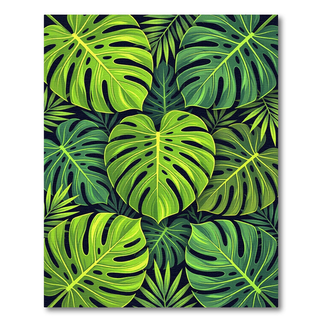 Lush Green Tropical Foliage Monstera Rug