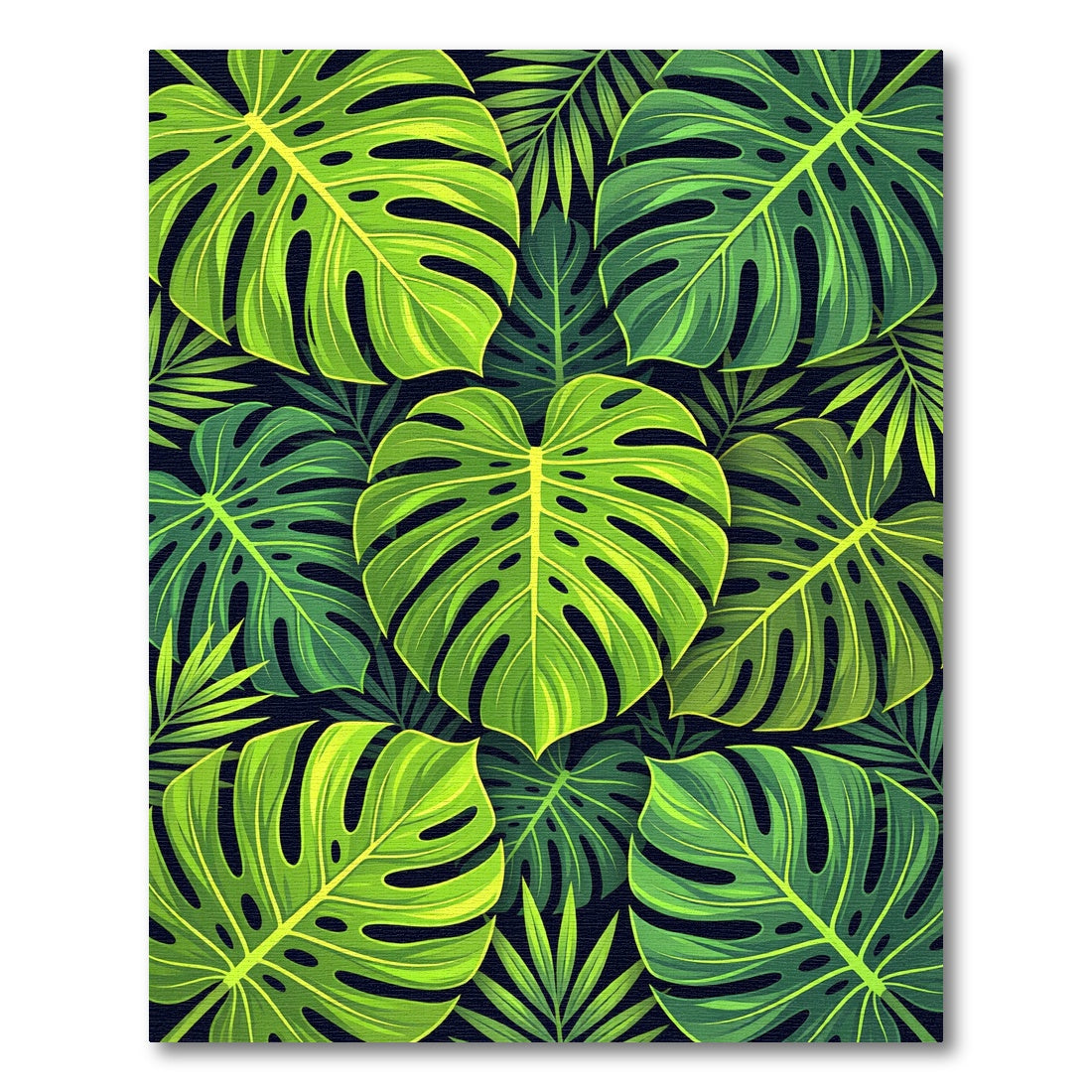 Lush Green Tropical Foliage Monstera Rug