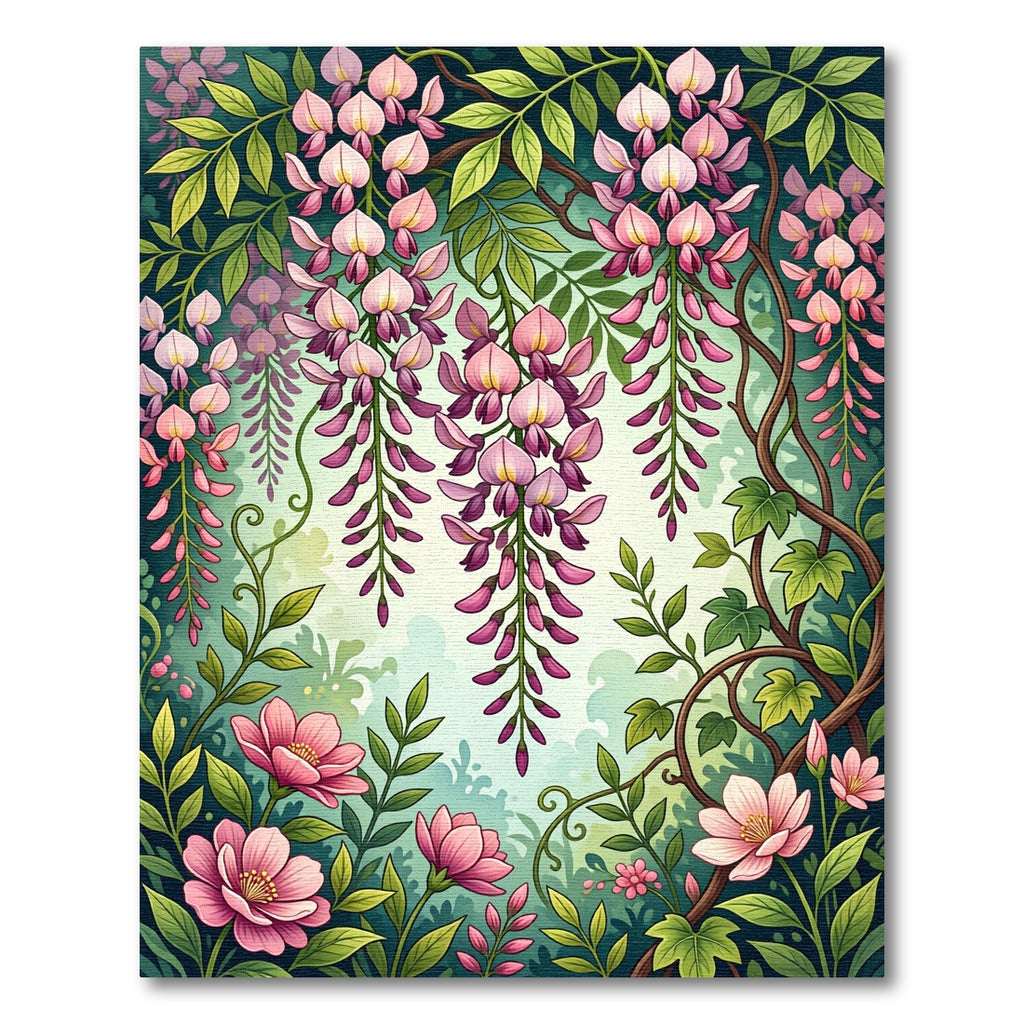Blushing Wisteria Vines and Petals Rug