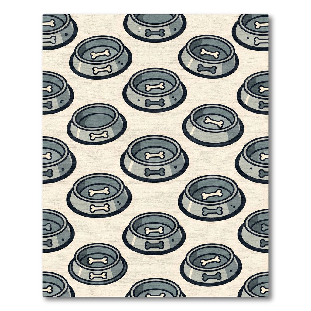 Minimalist Bone Icon Gray Pet Bowl Rug