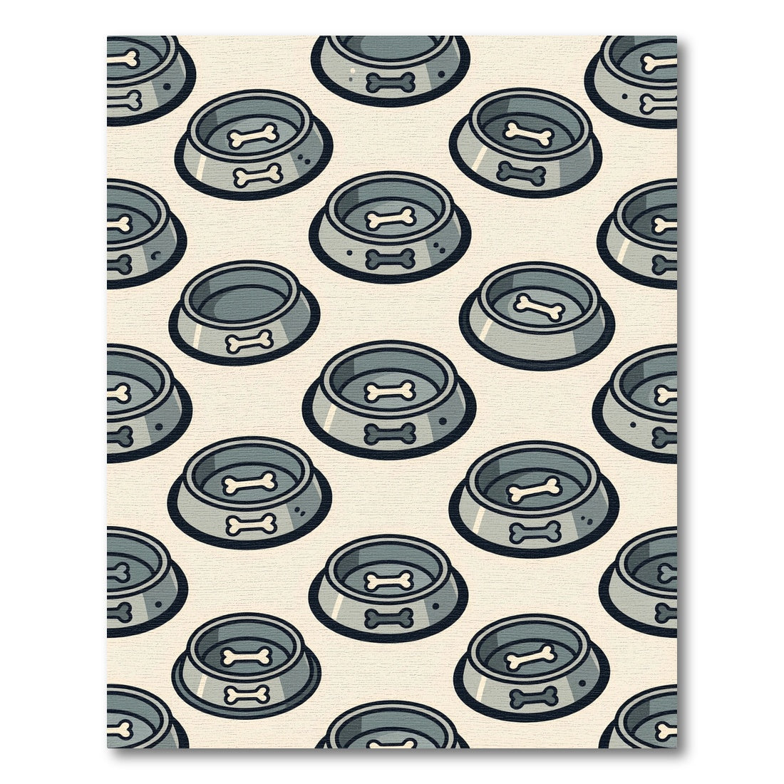 Minimalist Bone Icon Gray Pet Bowl Rug