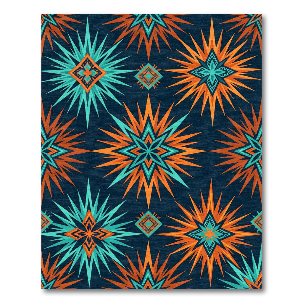 Navajo Sunburst Orange Teal Rug